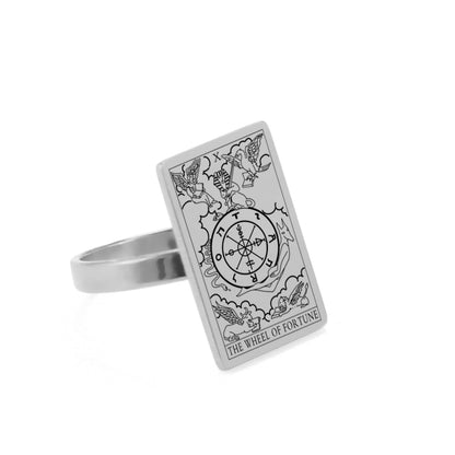 Tarot Card Ring | Silver & Gold Charms Of Major Arcana Cards | Large Size | Apollo Tarot Shop