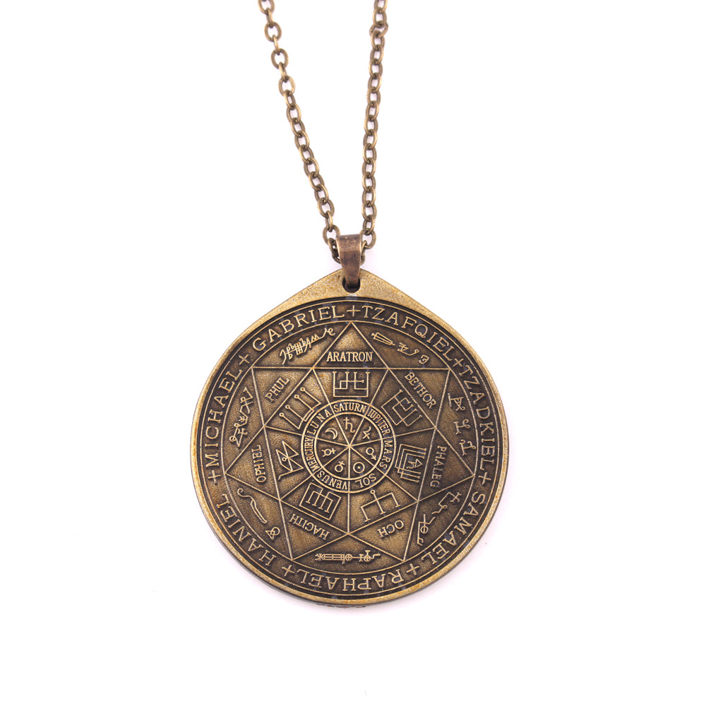 Seven Archangels Necklace | The Seal Of The Seven Archangels by Asterion Round Pendant | Solomon Kabbalah Amulet | Apollo Tarot Shop