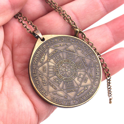 Seven Archangels Necklace | The Seal Of The Seven Archangels by Asterion Round Pendant | Solomon Kabbalah Amulet | Apollo Tarot Shop