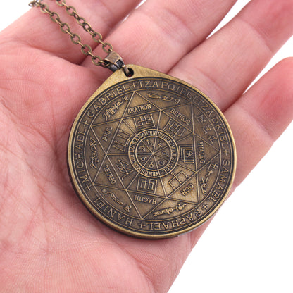 Seven Archangels Necklace | The Seal Of The Seven Archangels by Asterion Round Pendant | Solomon Kabbalah Amulet | Apollo Tarot Shop