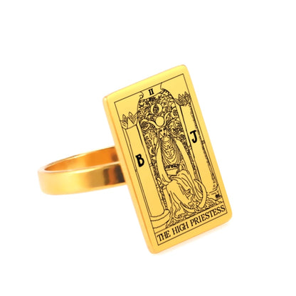 Tarot Card Ring | Silver & Gold Charms Of Major Arcana Cards | Extra Small Size | Apollo Tarot Shop