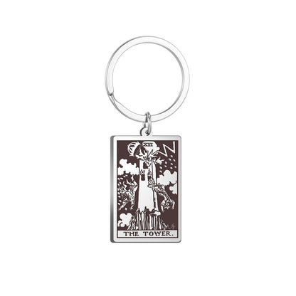 Tarot Card Keychains | All 78 Major & Minor Arcana Tarot Cards RWS Charm | Silver Color Stainless Steel Spiritual Amulet Keyring