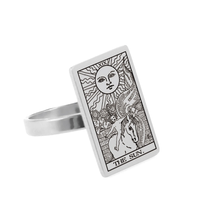 Tarot Card Ring | Silver & Gold Charms Of Major Arcana Cards | Extra Small Size | Apollo Tarot Shop