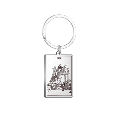 Tarot Card Keychains | All 78 Major & Minor Arcana Tarot Cards RWS Charm | Silver Color Stainless Steel Spiritual Amulet Keyring