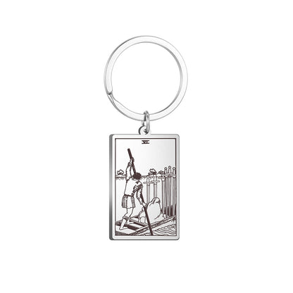 Tarot Card Keychains | All 78 Major & Minor Arcana Tarot Cards RWS Charm | Silver Color Stainless Steel Spiritual Amulet Keyring