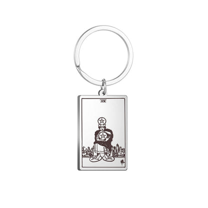 Tarot Card Keychains | All 78 Major & Minor Arcana Tarot Cards RWS Charm | Silver Color Stainless Steel Spiritual Amulet Keyring