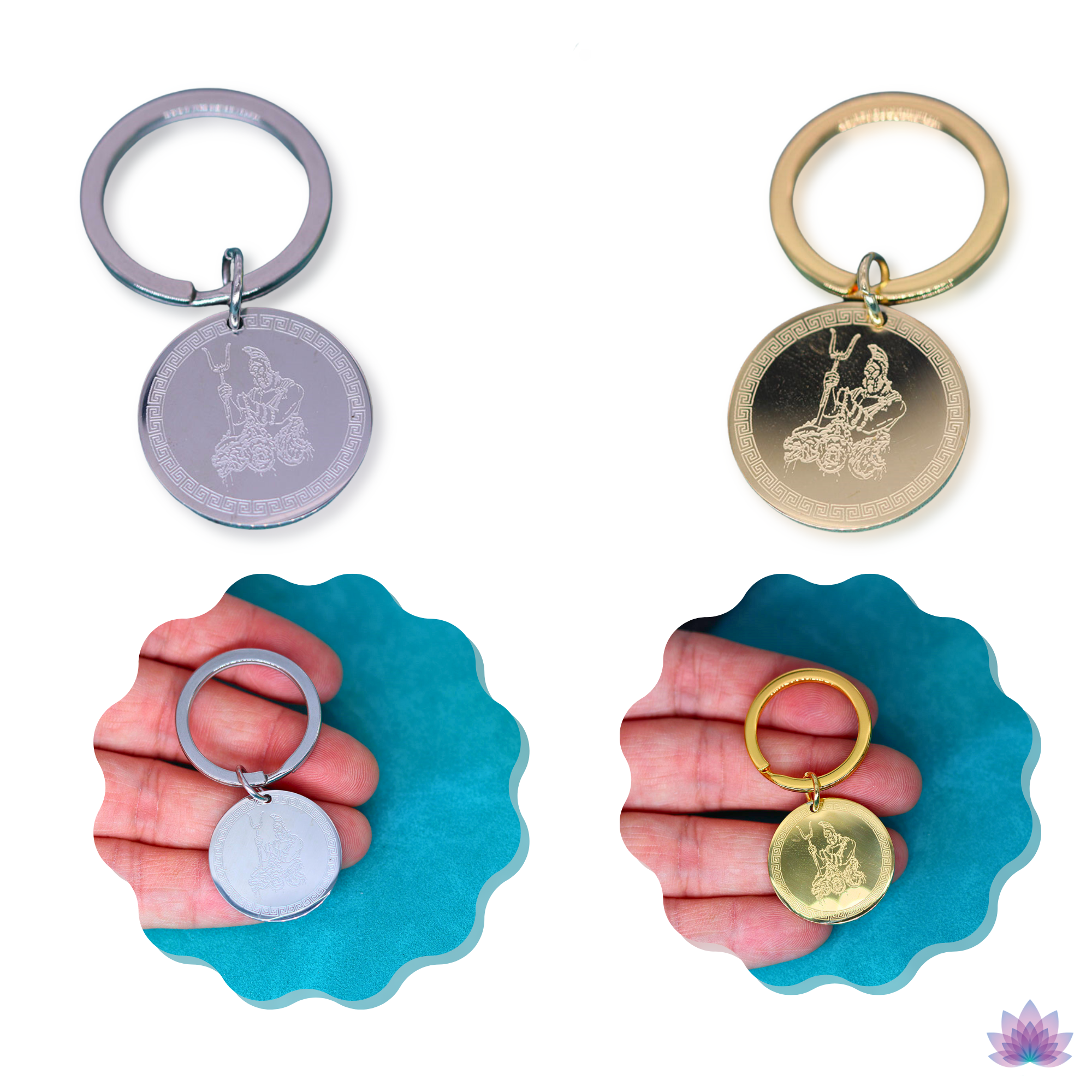 Bezel Medallion Holder Key Chain Gold Plated Accessories