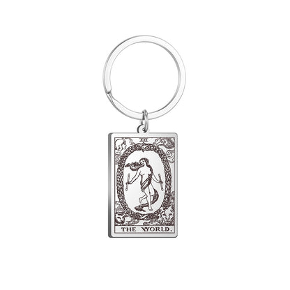 Tarot Card Keychains | All 78 Major & Minor Arcana Tarot Cards RWS Charm | Silver Color Stainless Steel Spiritual Amulet Keyring