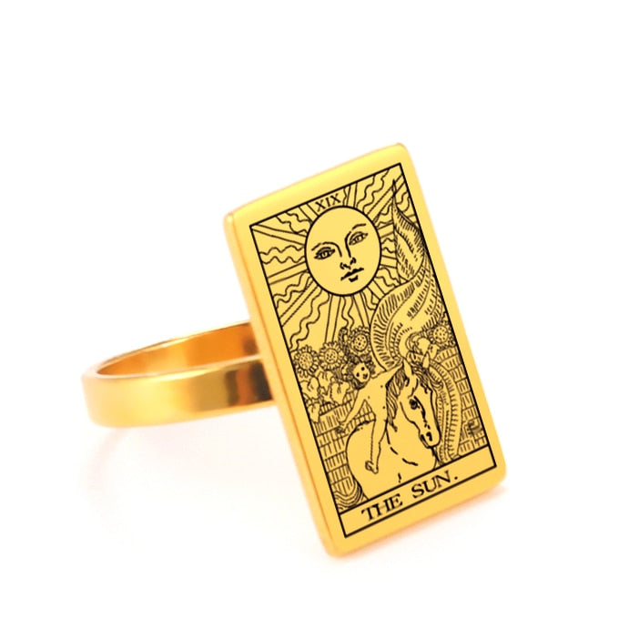 Tarot Card Ring | Silver & Gold Charms Of Major Arcana Cards | Extra Small Size | Apollo Tarot Shop