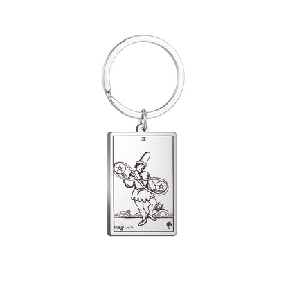 Tarot Card Keychains | All 78 Major & Minor Arcana Tarot Cards RWS Charm | Silver Color Stainless Steel Spiritual Amulet Keyring