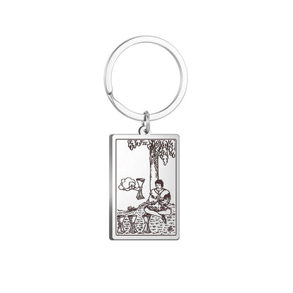 Tarot Card Keychains | All 78 Major & Minor Arcana Tarot Cards RWS Charm | Silver Color Stainless Steel Spiritual Amulet Keyring