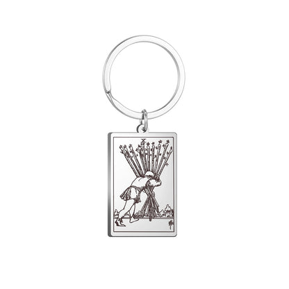 Tarot Card Keychains | All 78 Major & Minor Arcana Tarot Cards RWS Charm | Silver Color Stainless Steel Spiritual Amulet Keyring