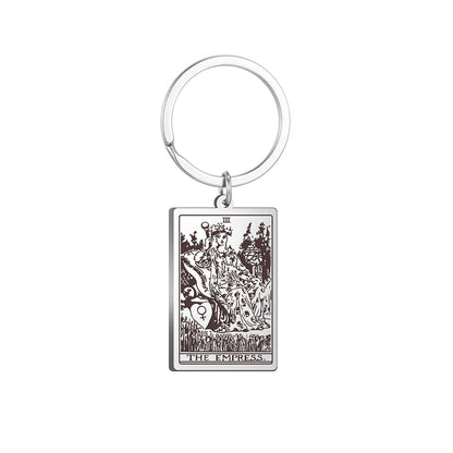 Tarot Card Keychains | All 78 Major & Minor Arcana Tarot Cards RWS Charm | Silver Color Stainless Steel Spiritual Amulet Keyring