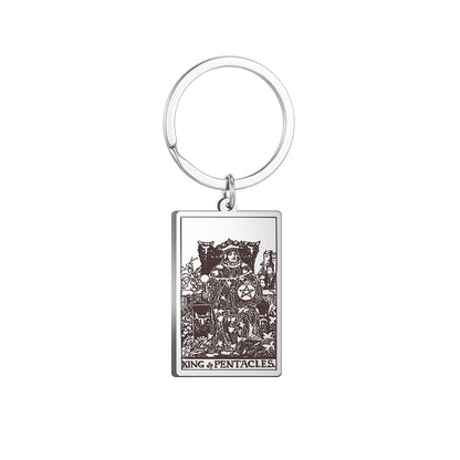 Tarot Card Keychains | All 78 Major & Minor Arcana Tarot Cards RWS Charm | Silver Color Stainless Steel Spiritual Amulet Keyring