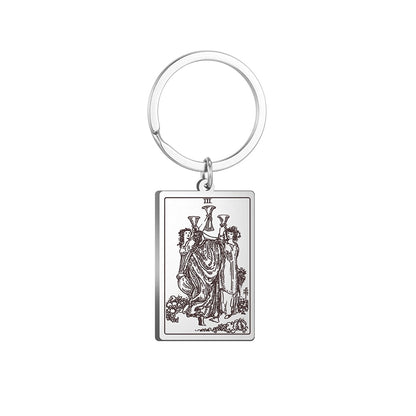 Tarot Card Keychains | All 78 Major & Minor Arcana Tarot Cards RWS Charm | Silver Color Stainless Steel Spiritual Amulet Keyring