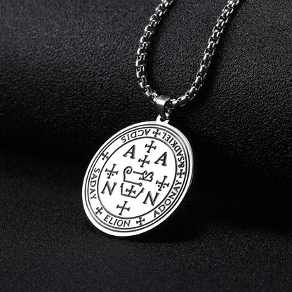 Archangel Sigil Necklaces | Angel Magick Talisman Enochian Amulet | Stainless Steel Long Chain Round Pendants | Apollo Tarot Shop