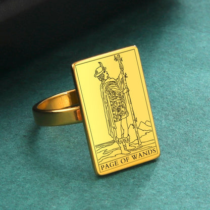 Tarot Card Ring | Suit Of Wands Minor Arcana Tarot Cards | Gold-Plated Stainless Steel Charm Jewelry | Apollo Tarot