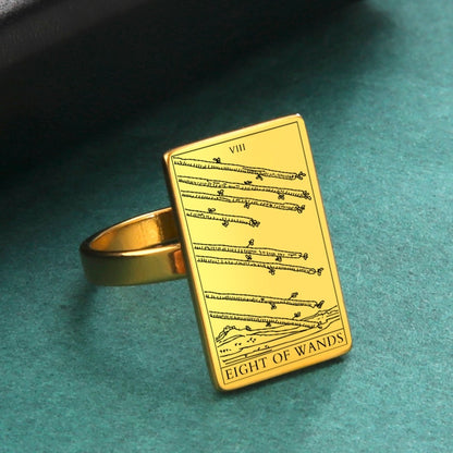 Tarot Card Ring | Suit Of Wands Minor Arcana Tarot Cards | Gold-Plated Stainless Steel Charm Jewelry | Apollo Tarot