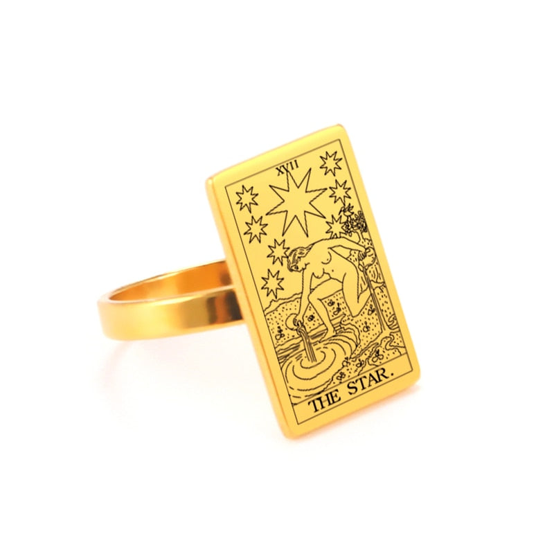 Tarot Card Ring | Silver & Gold Charms Of Major Arcana Cards | Large Size | Apollo Tarot Shop