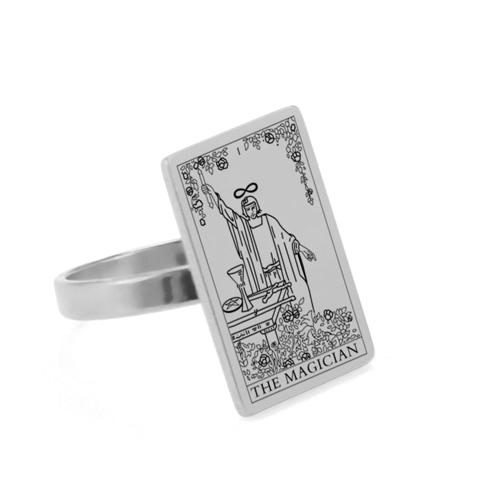 Tarot Card Ring | Silver & Gold Charms Of Major Arcana Cards | Extra Small Size | Apollo Tarot Shop