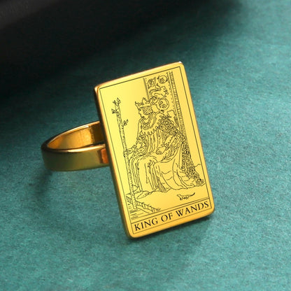 Tarot Card Ring | Suit Of Wands Minor Arcana Tarot Cards | Gold-Plated Stainless Steel Charm Jewelry | Apollo Tarot