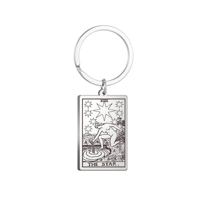 Tarot Card Keychains | All 78 Major & Minor Arcana Tarot Cards RWS Charm | Silver Color Stainless Steel Spiritual Amulet Keyring