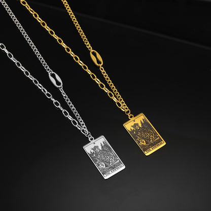 Tarot Card Necklace | Major and Minor Arcana Good Luck Pendant | Silver And Gold Stainless Steel Jewelry | Apollo Tarot Shop