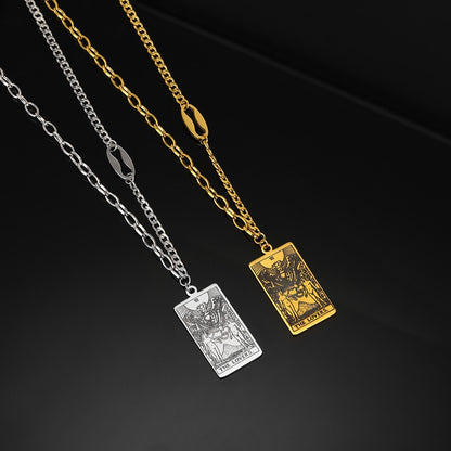 Tarot Card Necklace | Major and Minor Arcana Good Luck Pendant | Silver And Gold Stainless Steel Jewelry | Apollo Tarot Shop