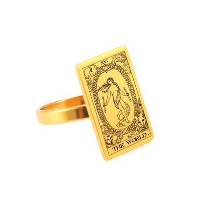 Tarot Card Ring | Silver & Gold Charms Of Major Arcana Cards | Large Size | Apollo Tarot Shop