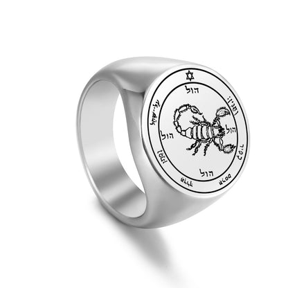 Key Of Solomon's Pentacle Amulet Ring | Sigil Magick Talisman Jewelry | Sizes 9 & 10 Silver Color Rings | Apollo Tarot Shop