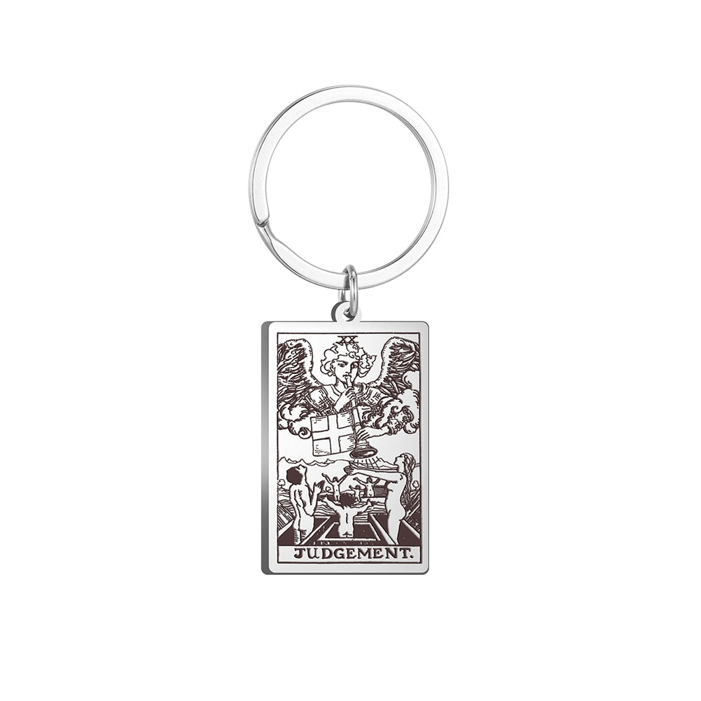Tarot Card Keychains | All 78 Major & Minor Arcana Tarot Cards RWS Charm | Silver Color Stainless Steel Spiritual Amulet Keyring
