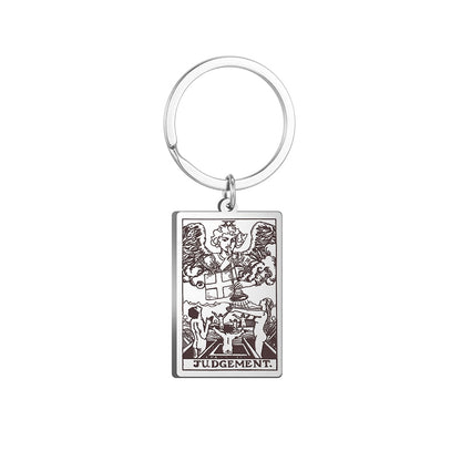 Tarot Card Keychains | All 78 Major & Minor Arcana Tarot Cards RWS Charm | Silver Color Stainless Steel Spiritual Amulet Keyring