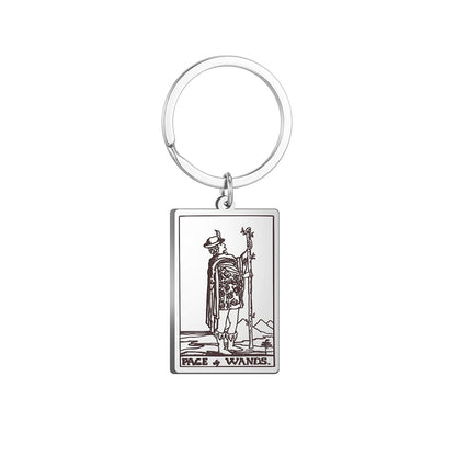 Tarot Card Keychains | All 78 Major & Minor Arcana Tarot Cards RWS Charm | Silver Color Stainless Steel Spiritual Amulet Keyring