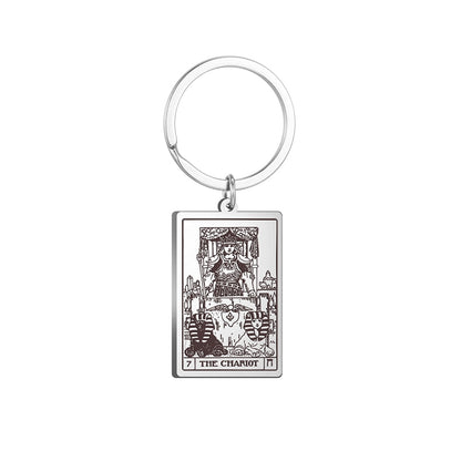 Tarot Card Keychains | All 78 Major & Minor Arcana Tarot Cards RWS Charm | Silver Color Stainless Steel Spiritual Amulet Keyring