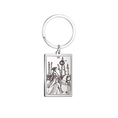 Tarot Card Keychains | All 78 Major & Minor Arcana Tarot Cards RWS Charm | Silver Color Stainless Steel Spiritual Amulet Keyring