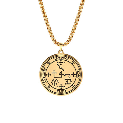 Archangel Sigil Necklaces | Angel Magick Talisman Enochian Amulet | Stainless Steel Long Chain Round Pendants | Apollo Tarot Shop