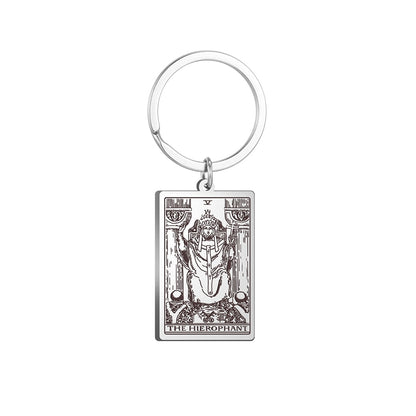 Tarot Card Keychains | All 78 Major & Minor Arcana Tarot Cards RWS Charm | Silver Color Stainless Steel Spiritual Amulet Keyring