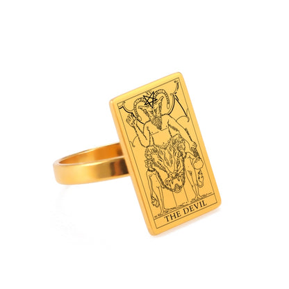 Tarot Card Ring | Silver & Gold Charms Of Major Arcana Cards | Large Size | Apollo Tarot Shop