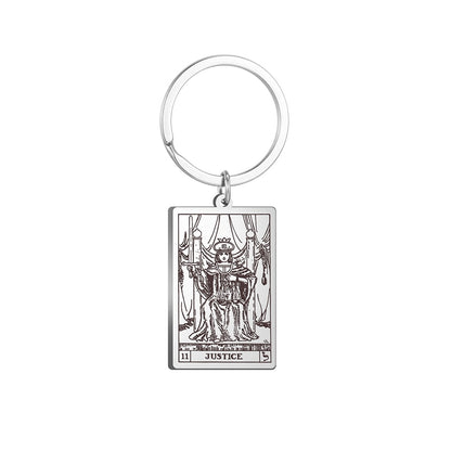 Tarot Card Keychains | All 78 Major & Minor Arcana Tarot Cards RWS Charm | Silver Color Stainless Steel Spiritual Amulet Keyring