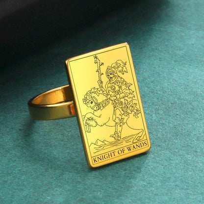 Tarot Card Ring | Suit Of Wands Minor Arcana Tarot Cards | Gold-Plated Stainless Steel Charm Jewelry | Apollo Tarot