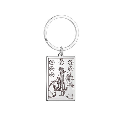 Tarot Card Keychains | All 78 Major & Minor Arcana Tarot Cards RWS Charm | Silver Color Stainless Steel Spiritual Amulet Keyring