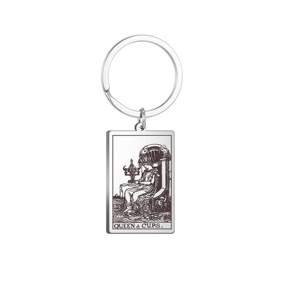 Tarot Card Keychains | All 78 Major & Minor Arcana Tarot Cards RWS Charm | Silver Color Stainless Steel Spiritual Amulet Keyring