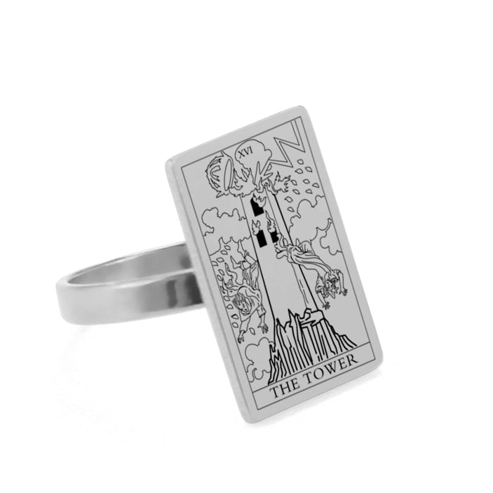 Tarot Card Ring | Silver & Gold Charms Of Major Arcana Cards | Extra Small Size | Apollo Tarot Shop