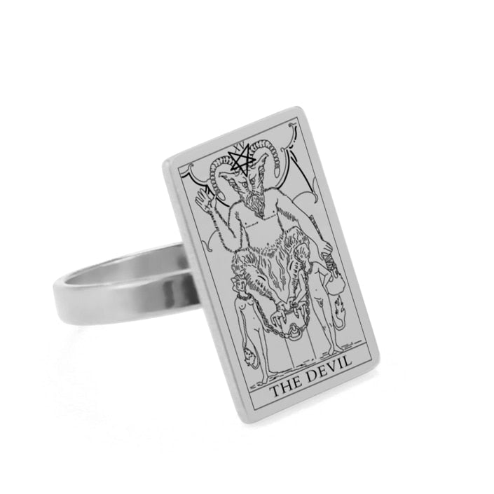 Tarot Card Ring | Silver & Gold Charms Of Major Arcana Cards | Extra Small Size | Apollo Tarot Shop