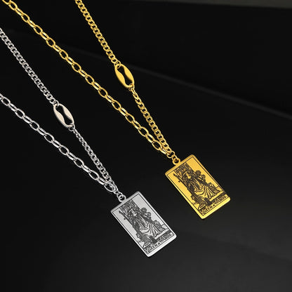 Tarot Card Necklace | Major and Minor Arcana Good Luck Pendant | Silver And Gold Stainless Steel Jewelry | Apollo Tarot Shop