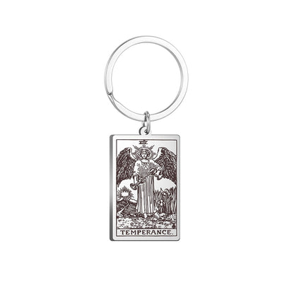 Tarot Card Keychains | All 78 Major & Minor Arcana Tarot Cards RWS Charm | Silver Color Stainless Steel Spiritual Amulet Keyring