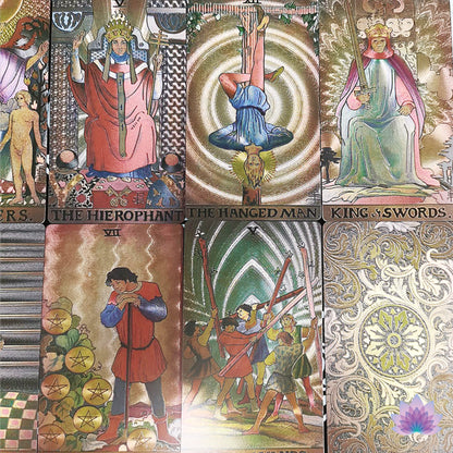 Gold Foil Tarot Deck | Luxury PVC Waterproof Wear-Resistant Tarot Cards In Antique Faded Golden Style | Premium Divination Gift Box + English Guidebook | Apollo Tarot Shop