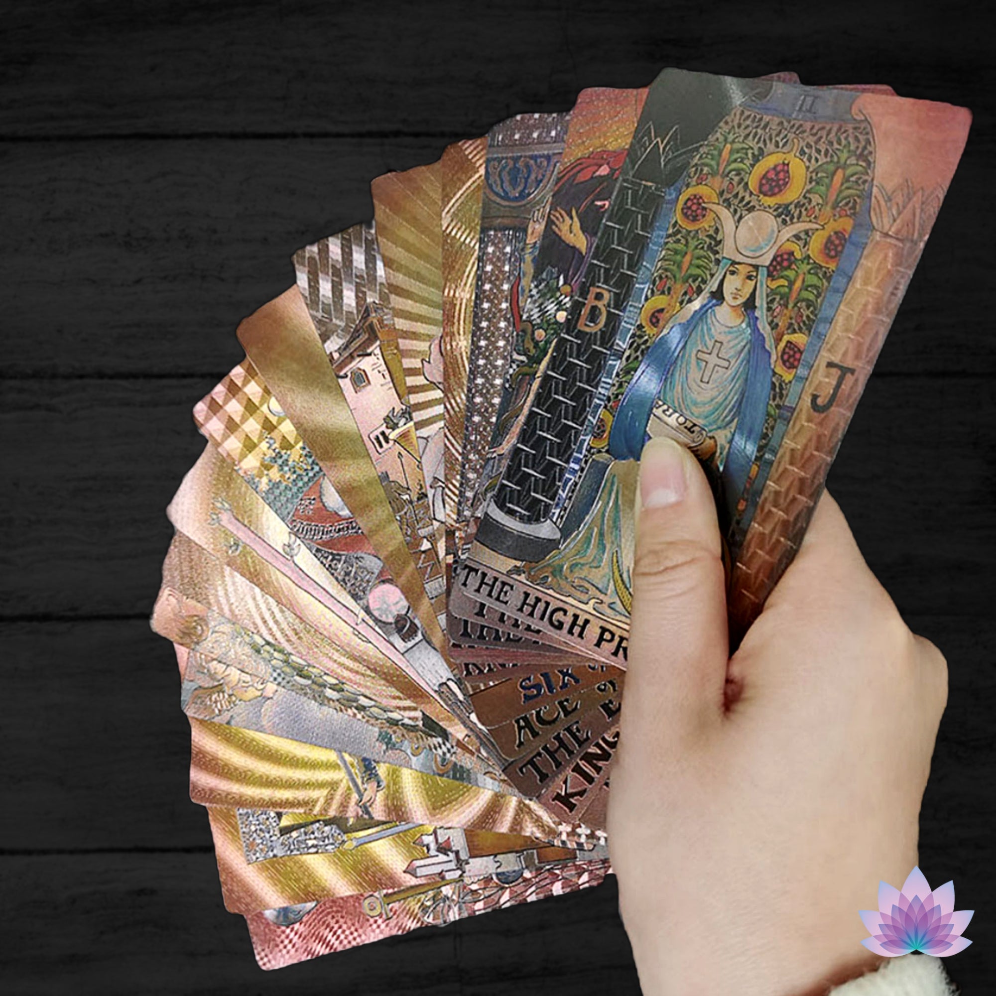 Gold Foil Tarot Deck | Luxury PVC Waterproof Wear-Resistant Tarot Cards In Antique Faded Golden Style | Premium Divination Gift Box + English Guidebook | Apollo Tarot Shop