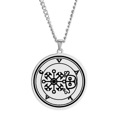 Silver Pendant Necklace With Seals Of The 72 Spirits In The Lesser Key of Solomon (Sigils 61-72) | Apollo Tarot Jewelry Shop