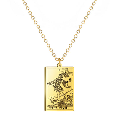 Dainty Tarot Card Necklace | Laser Engraved Major Arcana Stainless Steel Pendants For Esoteric Women | Apollo Tarot